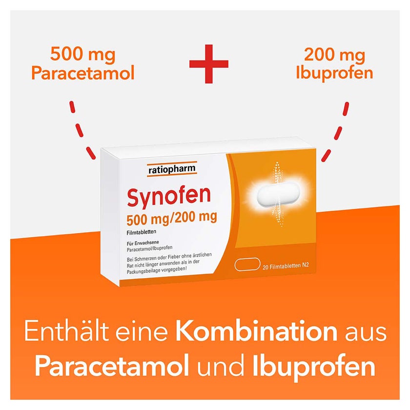 Synofen mit Ibuprofen und Paracetamol 20 St
