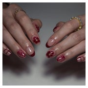 Fingernägel Set 24teilig Almond Rot Blumenmuster Zubehör Sti 1 St
