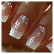 Künstliche Nägel 24 Stück French Tip Quadratisch Nude Silber 1 St