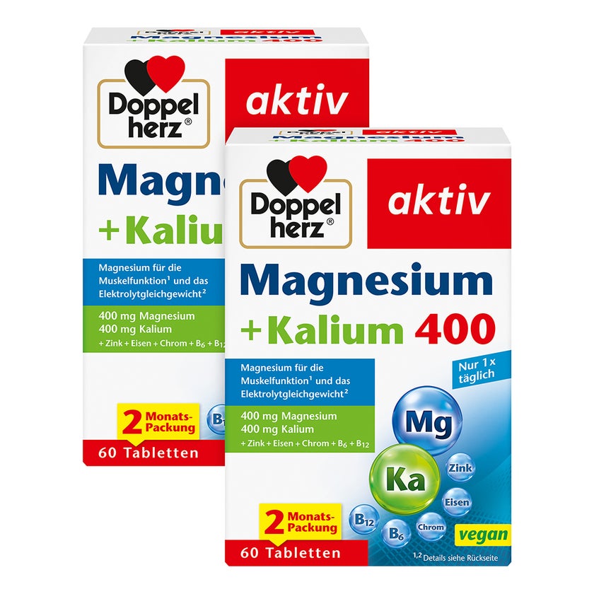 Doppelherz® aktiv Magnesium+Kalium 400 Doppelpack 2X60 St