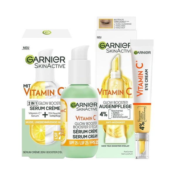 Garnier Vitamin C Glow Booster Set Augenpflege und Serum Crème 1 St
