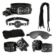 Classic Beginner's 7pcs Kit (fur cuffs,ball gag,whip,collar,eye mask,10 M rope) 1 St