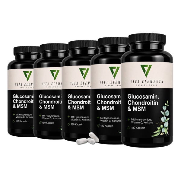 Vita Elements Glucosamin, Chondroitin & MSM Kapseln 5 x 180 St