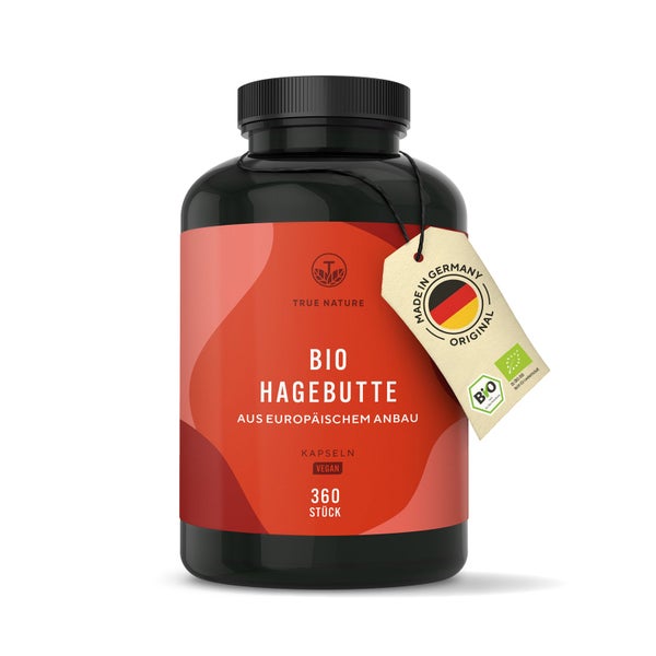Bio Hagebutte Kapseln - EU-Anbau - Vegan & Made in Germany 360 St