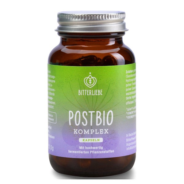 BitterLiebe - Postbio * Komplex Kapseln vegan - mit Biotin und Vitamin B6 - unterstützt dein Mikrobiom *, aktiviert deine Abwehrkräfte * und senkt Entzündungen * 1x 60 St