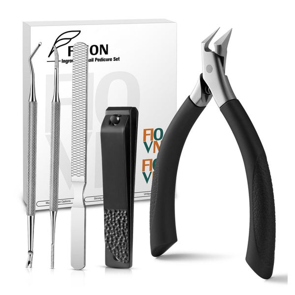 FVION 5-teiliges Pediküre-Set mit Nagelzange, Nagelhautentferner und Feilen