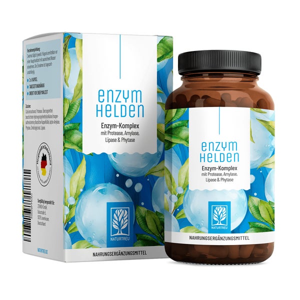 Enzym-Komplex mit Protease, Amylase, Lipase & Phytase - ENZYMHELDEN - 120 vegane Kapseln - NATURTREU® 120 St