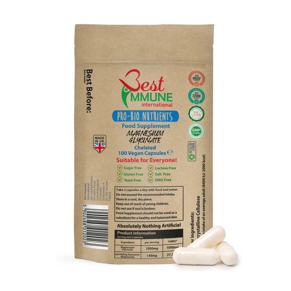 Best Immune Natürliches Magnesiumglycinat 500mg Eco-pack 100 St