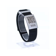 SOS Notfallarmband mit QR-Code mit Textilband Schwarz 1 St
