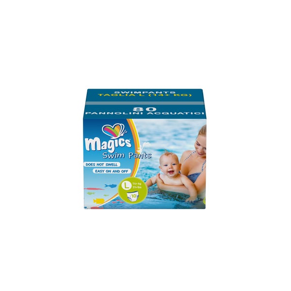 Magics Swim Pants Einweg-Schwimmwindeln für Babys, L (14+kg) 80 St