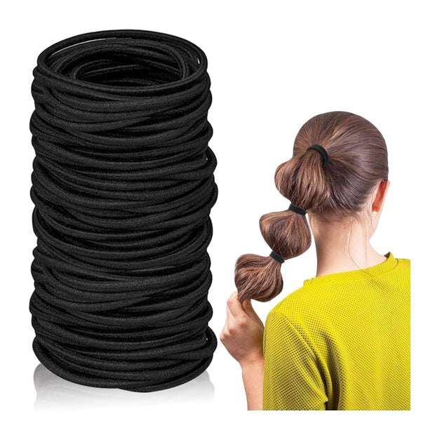 100 Haargummis Schwarz Elastische Damen Mädchen Pferdeschwan 1 St