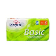 Fripa 8 Rollen Toilettenpapier, 2-lagiges Tissue 12 cm x 10 cm weiß "Basic" 250 Blatt 64 St