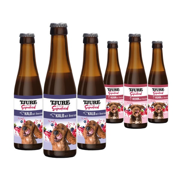 TJURE Hund - Superfood Mixbox - 3 x Huhn + 3 x Kalb | Smoothie | Topping 1320,00 ml