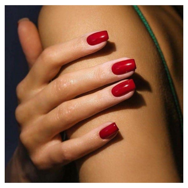 Kunstnägel Acryl Kurz Eckig Fullcover Rot Nagelkleber EE06 1 St