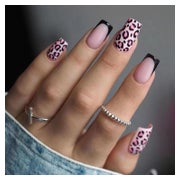 Ceboic 24 Stück Mittellange Rosa French Leopard Künstliche N 1 St
