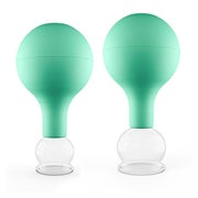 Pulox Schröpfgläser aus Echtglas mit Saugball - Set Duo klein in Grün: 25mm, 32mm 2 St