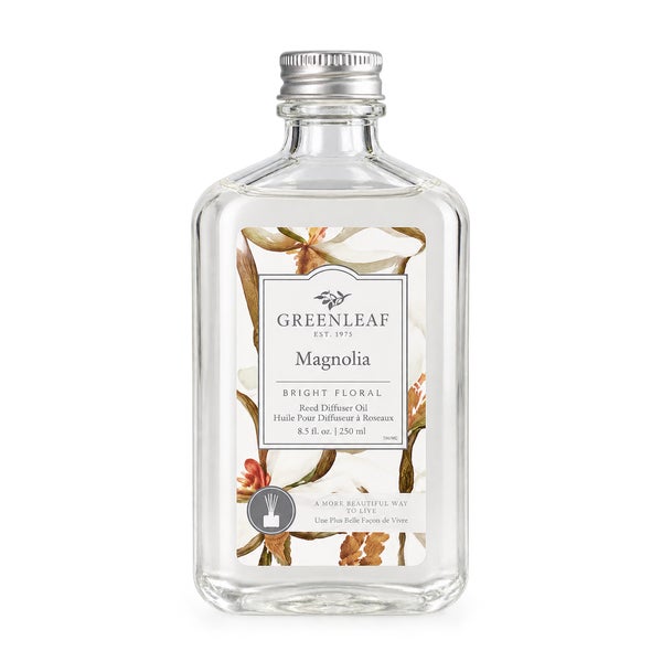Greenleaf Magnolia Reed Diffuser Öl Raumduft Nachfüllöl mit weißen Duftstäbchen 250 ml