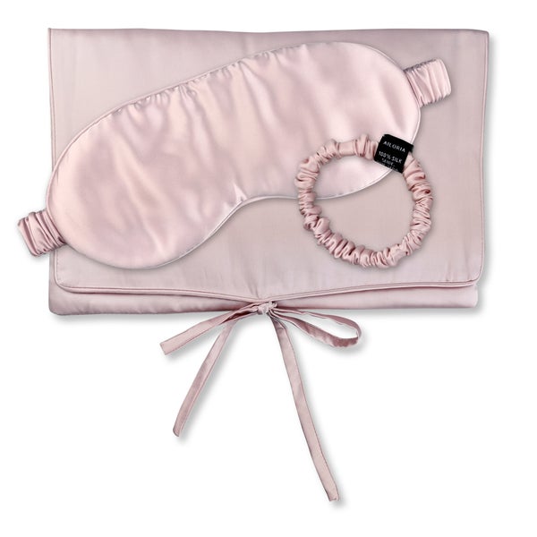 TRAVEL SET BEAUTY S Tasche, Schlafmaske & Scrunchie S aus Seide