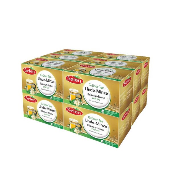 SELEN Grüner Tee Linde-Minze - 12 Packungen 360 g