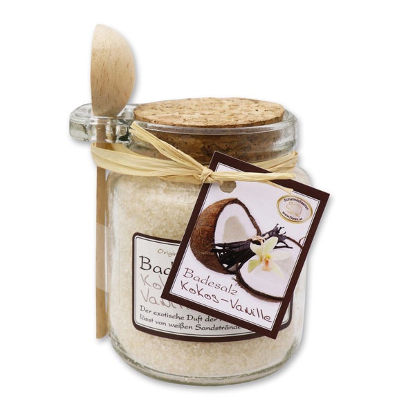 Florex Badesalz Kokos-Vanille Glas mit Holzlöffel 300 g