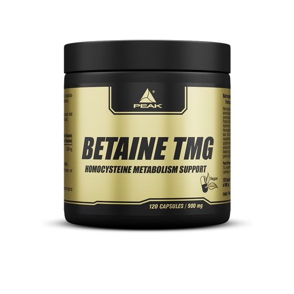PEAK Betaine TMG - 120 Kapseln I 30 Portionen I für einen normalen Leber-, Fett- und Homocystein-Stoffwechsel I vegan 108 g