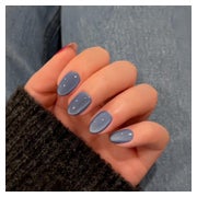 Press on Nails Oval Cat Eye Dunkelblau Marineblau Glas Dunke 1 St
