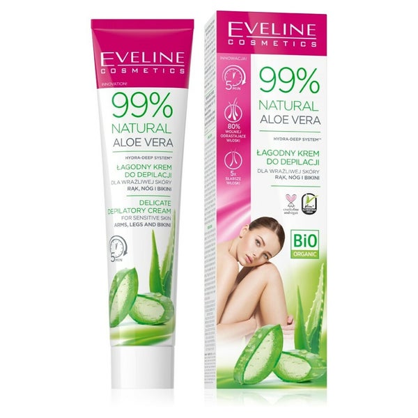 Eveline Cosmetics 99% Natural Aloe Vera Depilatory Cream For Arms, Legs And Bikini 125ml. 0,125 l