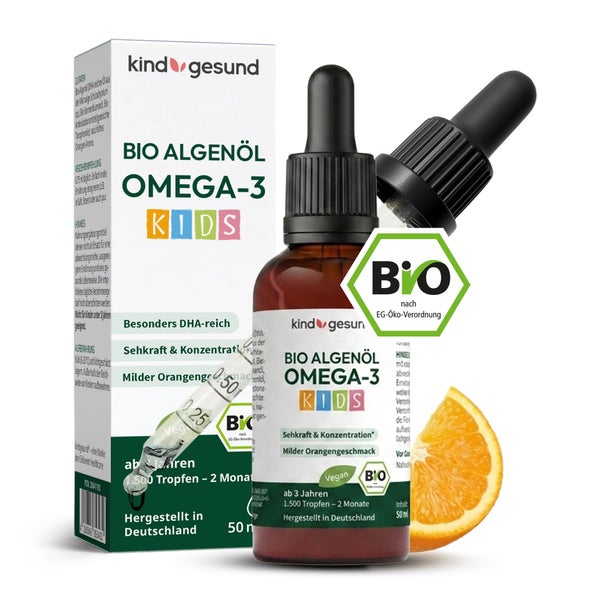 kindgesund Bio Omega-3 Kinder Tropfen - vegan & hochdosiert 50 ml