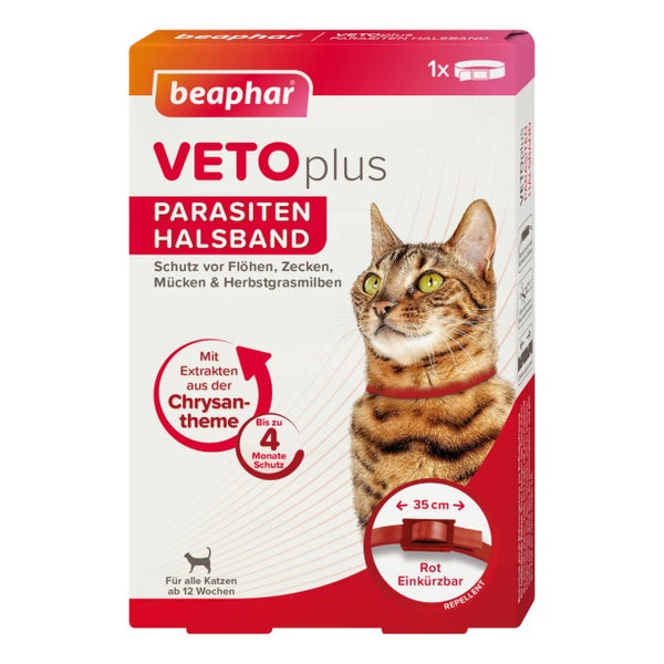 Beaphar VETOplus Parasiten Halsband für Katzen, rot - 35 cm 1 St