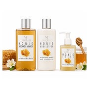 Haslinger Honig Pflegeset – Duschbad & Shampoo, Bodylotion und Flüssigseife 650 ml