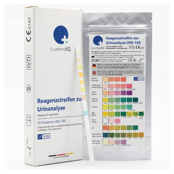 LuxmedIQ Urin Teststreifen für 10 Parameter 25 St