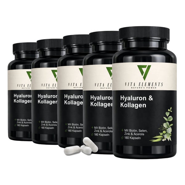 Vita Elements Hyaluron & Kollagen Komplex Kapseln 5 x 180 St