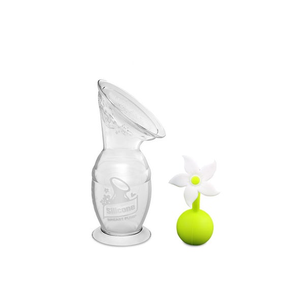 Milchpumpe mit Saugfuss 150ml + Blumenverschluss Set - Weiss