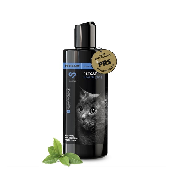 Peticare Anti-Parasiten Katzen-Shampoo gegen Milben Flöhe Pilz, lindert Juckreiz 250 ml