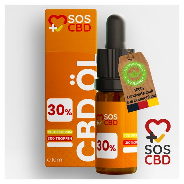 SOS CBD®-ÖL 30% 10ml : 300 CBD-Tropfen mit 30% SOS CBD Hanf 10 ml