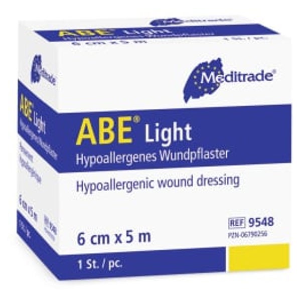 Meditrade ABE® light Wundschnellverband, elastisch – mit saugfähiger Wundkompresse - 6 cm x 5 m – Packung = 1 Rolle 1 St