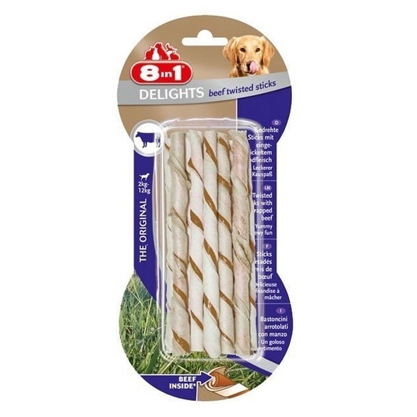 8in1 Delights Beef Twisted Sticks XS 10 Pack 0,09 kg