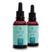 BitterLiebe - Vitamin B12 Tropfen hochdosiert - 500µg B12 pro Tagesdosis - doppelt aktiv mit Methylcobalamin und Adenosylcobalamin - unterstützt die Blutbildung * und das Nervensystem * 2x 50 ml