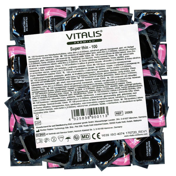 Vitalis Super Thin Kondome 100 Stk, extra dünn & gefühlsecht (100 Kondome) 100 St