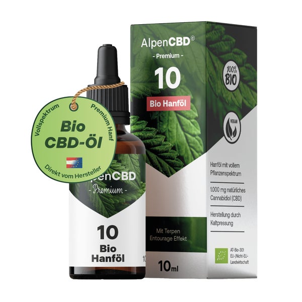Bio CBD Öl 10 Vollspektrum Hanf Tropfen - AlpenCBD® 10 ml
