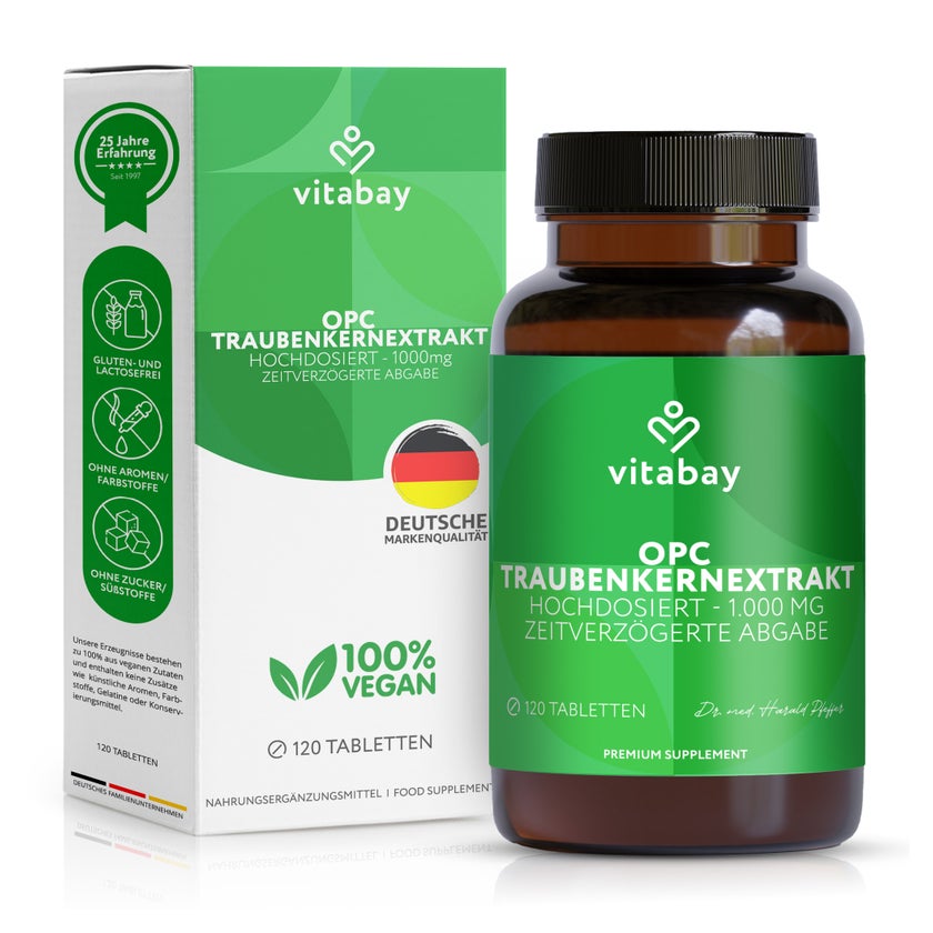 Vitabay OPC Traubenkernextrakt 1000 mg hochdosiert 120 St