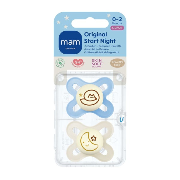 MAM Original Start Night Silikon 0-2 blue 1 St