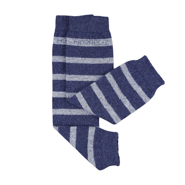 Merino-Babystulpen blau/grau gestreift