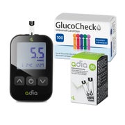 adia Blutzuckerteststreifen (60 Stück) mit Messgerät (mmol/L) und 110 Lanzetten als Komplett-Set 1 St