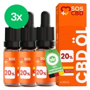 3er Pack SOS CBD-ÖL 20% 10ml : 900 CBD-Tropfen mit 20% CBD 3 St