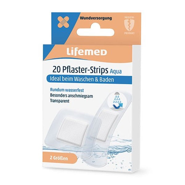 Lifemed Pflaster-Strips transparent "Aqua" 2 Größen 2400 St