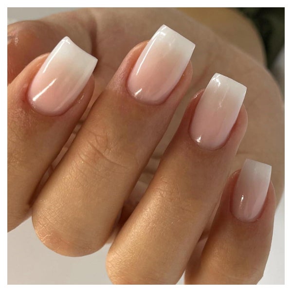 24 Stück Press on Nails Kurz Rosa Weiß Farbverlauf Eckig Acr 1 St