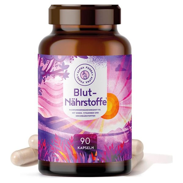 Blutnährstoffe - Gesundes Blut, Mit Eisen, Vitamin B6 und B12, Folate, Vitamin C, Himbeeren, Goji 90 St