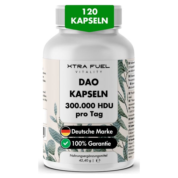 XTRA FUEL DAO Vegan - Diaminoxidase Kapseln mit 300.000 HDU pro Tag 120 St