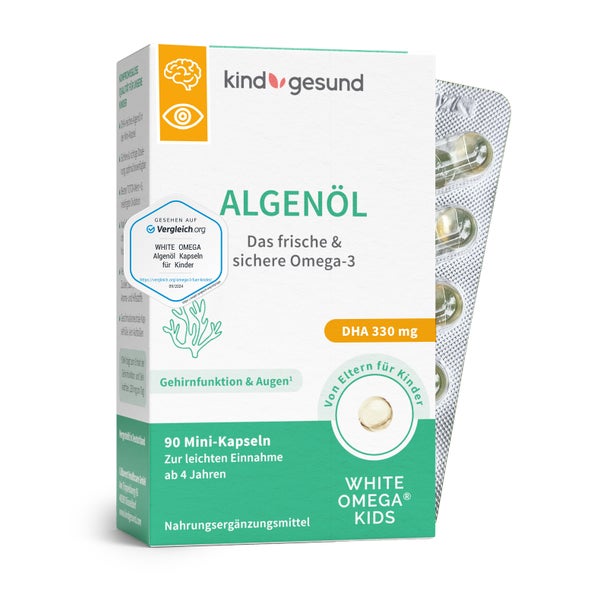 Omega 3 Kapseln Kinder, vegan aus Algenöl – White Omega Kids 90 St
